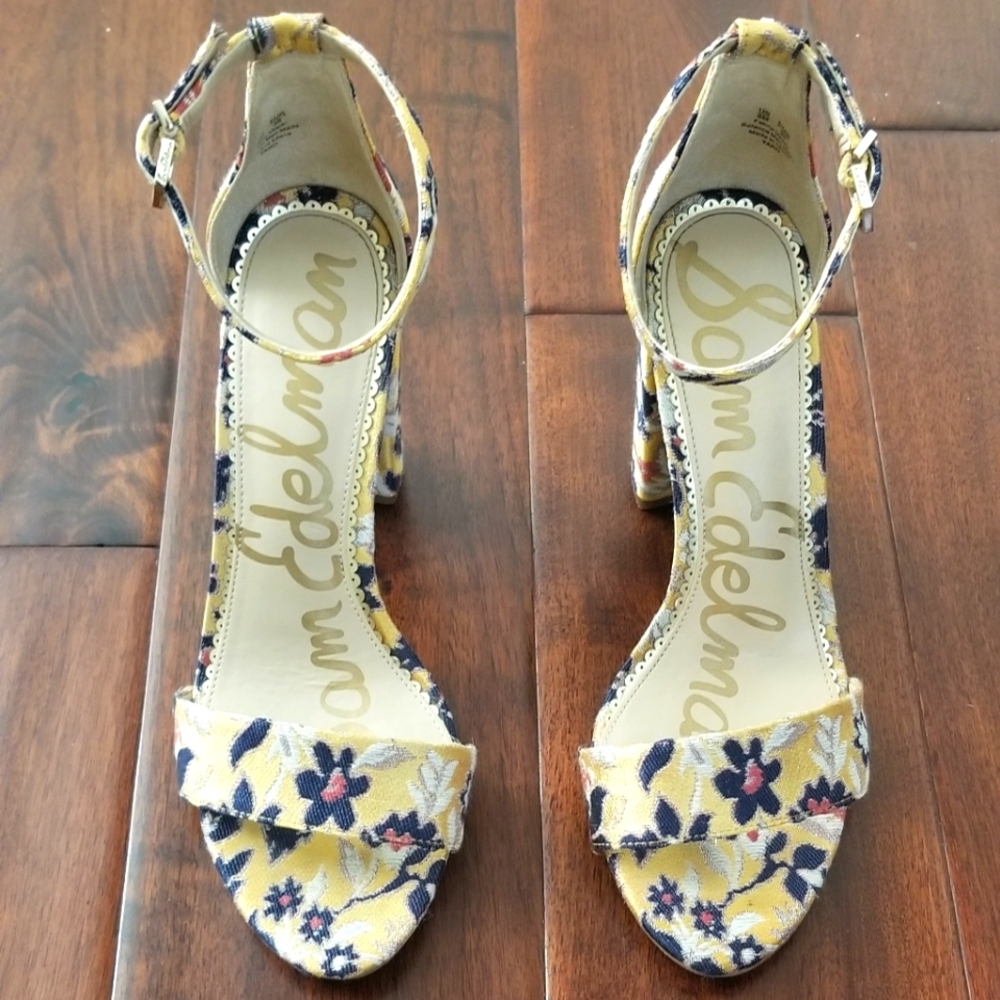Sam Edelman Yellow and Blue Floral Sandals